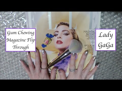 [ASMR] Gum Chewing LADY GAGA Magazine Flip Through | Close Whisper