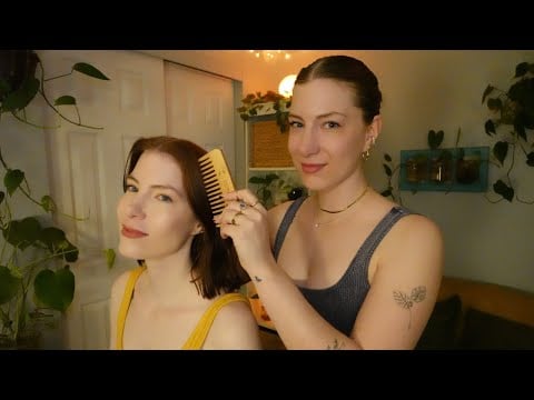 Doing ASMR With My REAL Twin 🌹Personal Attention, Scalp Check, Hair Combing