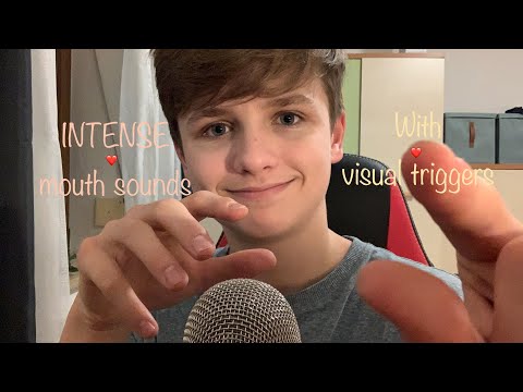 ASMR Intense mouth sounds with visual triggers ❤️ (plucking, stippling...)