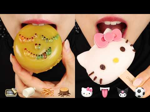 ASMR SANRIO ICE CREAM, THAI SNACKS, WAX CANDY, TONGUE JELLY 🍦