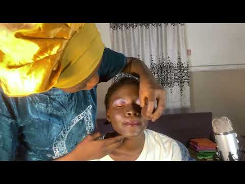 ASMR GUM CHEWING WITH SATISFYING ROLEPLAY MAKEUP APPLICATION ON MY SISTERS FACE FOR SLEEP