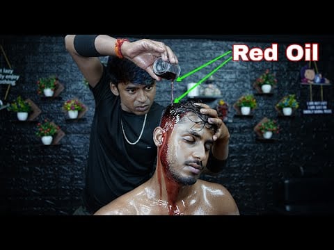 Red Oil Head And Shoulder Massage ASMR | Lots Of Oil Head Massage | Satisfying ASMR Therapy