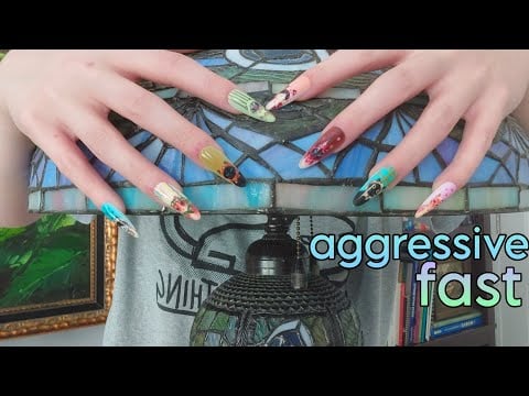 Fast and Aggressive Scratching on Tiffany Lamps ASMR 