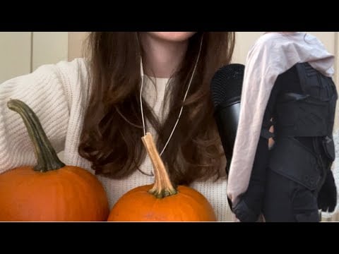 ASMR TAPPING & SCRATCHING ON PUMPKINS 🎃👻 (& showing you my DUNE Halloween costume!)