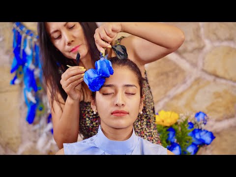 Nelly's gentle whispering ASMR massage & hair braiding with Fernanda for sleep & relaxation