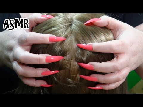 ASMR Scalp Massage and Scalp Scratching | Hair Brushing, Real Hair, Long Nails | ASMR Spa Roleplay