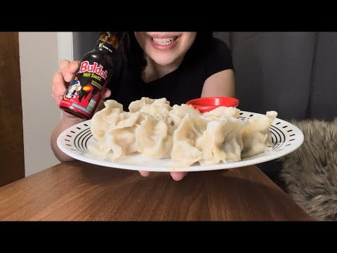•Q&A ASMR EATING• *DUMPLINGS AND FIRE SAUCE*