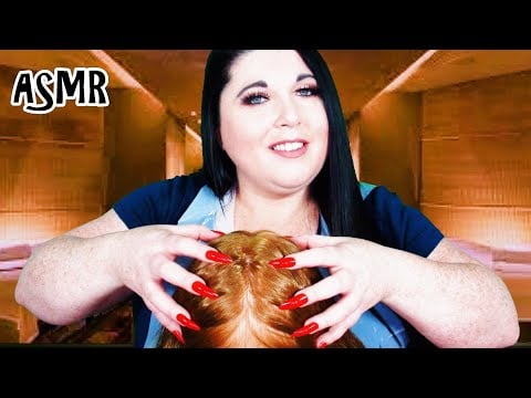 ASMR Oil Scalp Massage & Scalp Scratching Spa Roleplay (Plastic Apron, Hair Brushing, Long Nails)