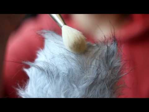 ASMR mic brushing *NO talking* furry mic, brushing & touching, ear blowing (binaural)