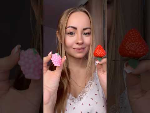 Strawberry or grape? 🤭#asmr #fakefood #mouthsounds #tingles