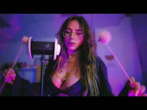 ASMR ear massage, brushing, echo and mouth sounds🤤