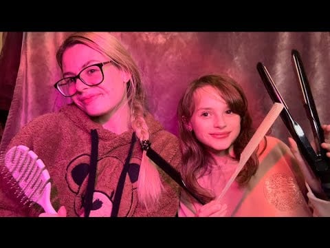 ASMR| Relaxing Hair Play on a Real Person! Brushing, Measuring, Hairstyling (with My Sister) PART 4