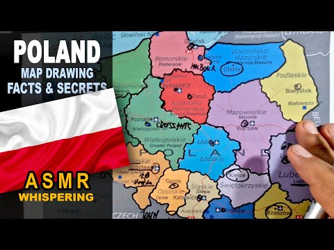 ASMR geography: Drawing POLAND map outline with its provinces | facts and secrets | whispering ASMR
