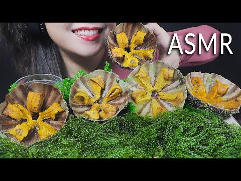 ASMR SEA URCHIN AND SEA GRAPES SOFT AND CRUNCHY EATING SOUNDS | LINH-ASMR