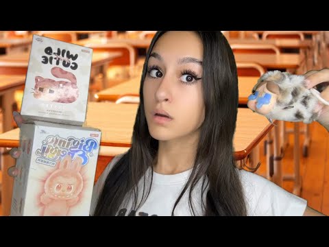 ASMR| Girl in class sells you LABUBUS and POPMART stuff😳