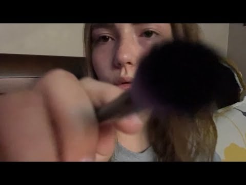 Asmr Self & On screen face brushing w/ Mouthsounds (Lofi)