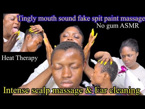 ASMR✨Fake spit paint, Scalp Massage for headache relief with hair steaming