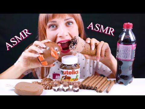 ASMR NUTELLA CHOCOLATE ICE CREAM, СANDY KOALA, CHOCO CHICKEN, CRUNCHY ROLLS EATING SOUNDS MUKBANG