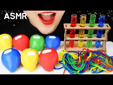 AMONG US FOOD ASMR CHOCOLATE COVERED STRAWBERRY ASMR JELLY MUKBANG ASMR RAINBOW FOOD ASMR