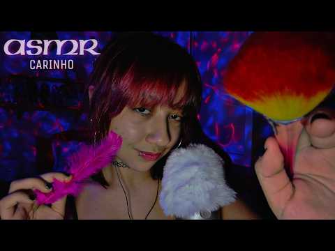 ASMR Muito Carinho e Atenção para Você ❤️~ Pincel na tela, sons de boca e penas