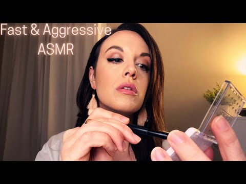 ASMR/Fast & Aggressive Makeup Application (Personal Attention)