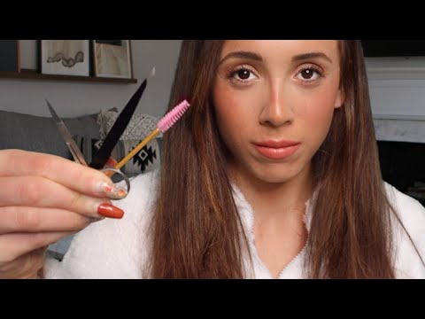 ASMR CLOSE UP DOING YOUR EYEBROWS