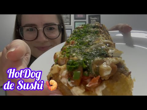 MUKBANG Comendo HotDog de Sushi #asmr #mukbang #mukbangbrasil