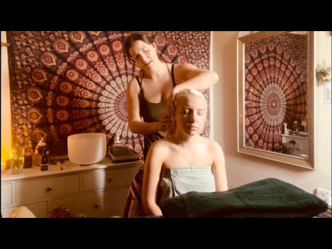 ASMR soft spoken, Relaxation, shoulder and scalp massage with a friend