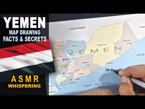 ASMR geography facts - Tracing YEMEN map contour with its governorates | Facts and Secrets explained