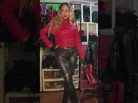 Red LEATHER Jacket TRY ON ASMR