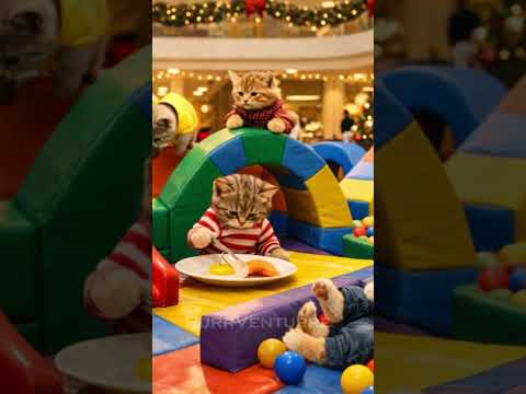 #shorts #AI #cat #kitten Ginger Cat Helps Santa at the Mall on Christmas 🐱