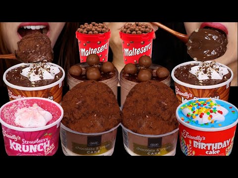 ASMR CAKE CUP PARTY! CHOCOLATE PROFITEROLES, GELATO BOMB BALL, BIRTHDAY CAKE, MALTESERS, STRAWBERRY