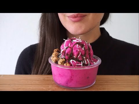 ASMR Eating Sounds: Dragon Fruit Nice Cream ~ Soft Eating Sounds (No Talking)