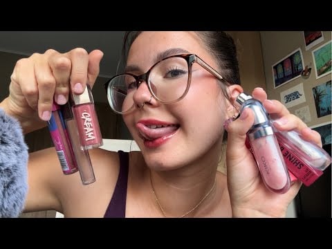 ASMR LIPGLOSS APPLICATION 💋💄 nakładanie błyszczyków, dźwięki ust, opisywanie (old-school asmr)