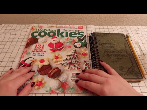 ASMR Recipe Magazine Flip Through🎄Holiday Cookies 🍪 Soft Spoken • Paper Sounds • Writing Sounds