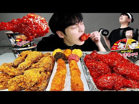 ASMR MUKBANG | 직접 만든 불닭볶음면 양념치킨 치즈볼 먹방 & 레시피 FRIED CHICKEN AND FIRE NOODLES EATING