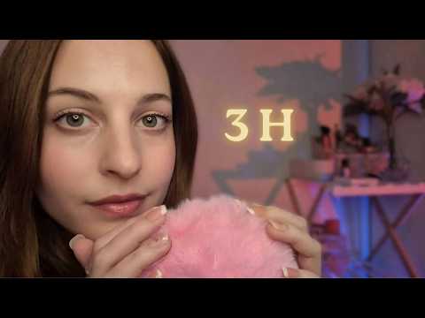 3H ASMR | SUPER GENTLE CLICKY INAUDIBLE WHISPERS w Fluffy Mic (upclose)