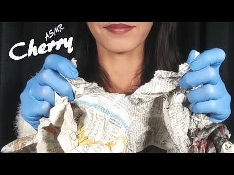 【ASMR】Crumpling & Tearing  Newspaper wearing Latex Gloves  라텍스 장갑을 끼고 구겨진 신문 / 新聞をくしゃくしゃにしたり引き裂いたり