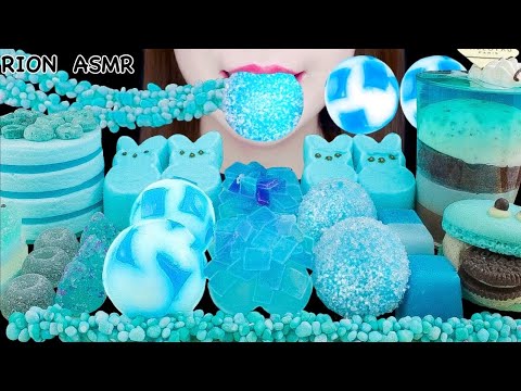 【ASMR】BLUE DESSERTS💙 MARSHMALLOW JELLY CAKE,FLOWER KOHAKUTO MUKBANG 먹방 EATING SOUNDS NO TALKING