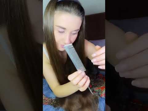 All my hair combs are very triggering #asmr #longhair #silkyhair #longhairasmr #tapping #hairplay