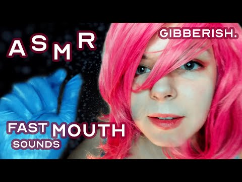 Fast mouth sounds, unintelligible gibberish whispering with nitrile gloves for PassionFlower ASMR