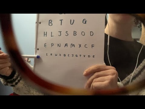 asmr eye test and fitting you with glasses