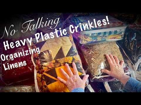 ASMR Heavy Plastic Crinkles! (No talking version) Organizing and Storing Linens! looped 1X