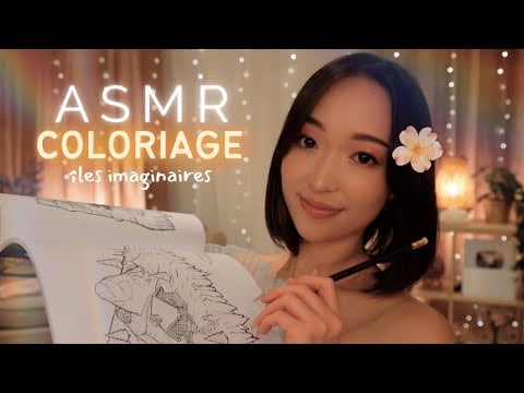 ASMR 1H 🌸 Coloriage d'une île imaginaire 🏝️ feutres & chuchotements pour t’endormir
