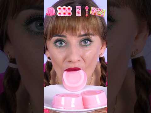 ASMR Pink Food Korean Pudding, Jello, Candy Mukbang #shorts