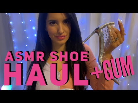 💕ASMR Gum Chewing Shoe Haul Show & Tell (Whispered) 👠 👟 👢 💕