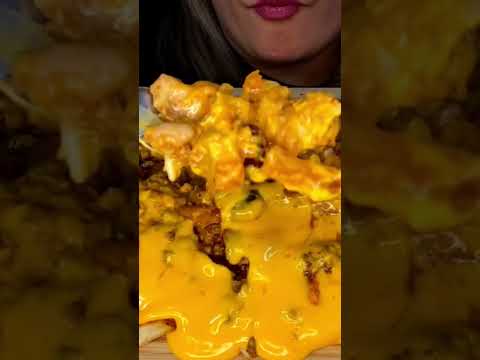 Cheesiest Chili Cheese Fries Ever! 😱#asmreating #shorts #ytshorts #mukbang