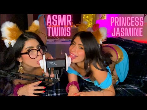 ASMR TWINS EAR LICKING PRINCESS JASMINE (No Talking) 😘