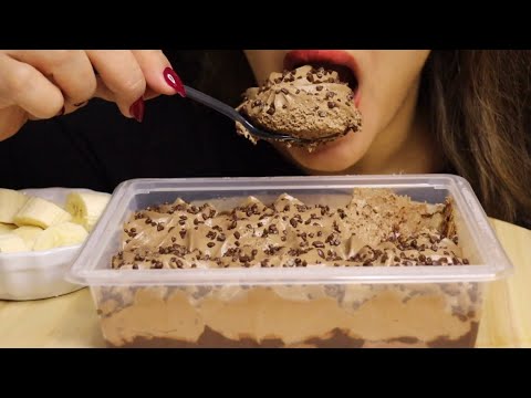 ASMR DELUXE CHOCOLATE MOUSSE CAKE BANANA MUKBANG no talking CREMA ASMR #asmr #mukbang #chocolate