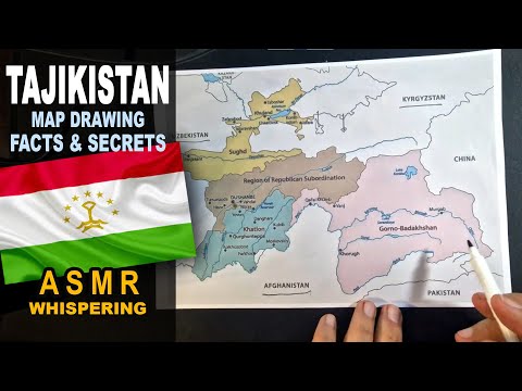 ASMR: Tracing TAJIKISTAN map outline with its regions | Facts and Secrets | ASMR relaxing whispers